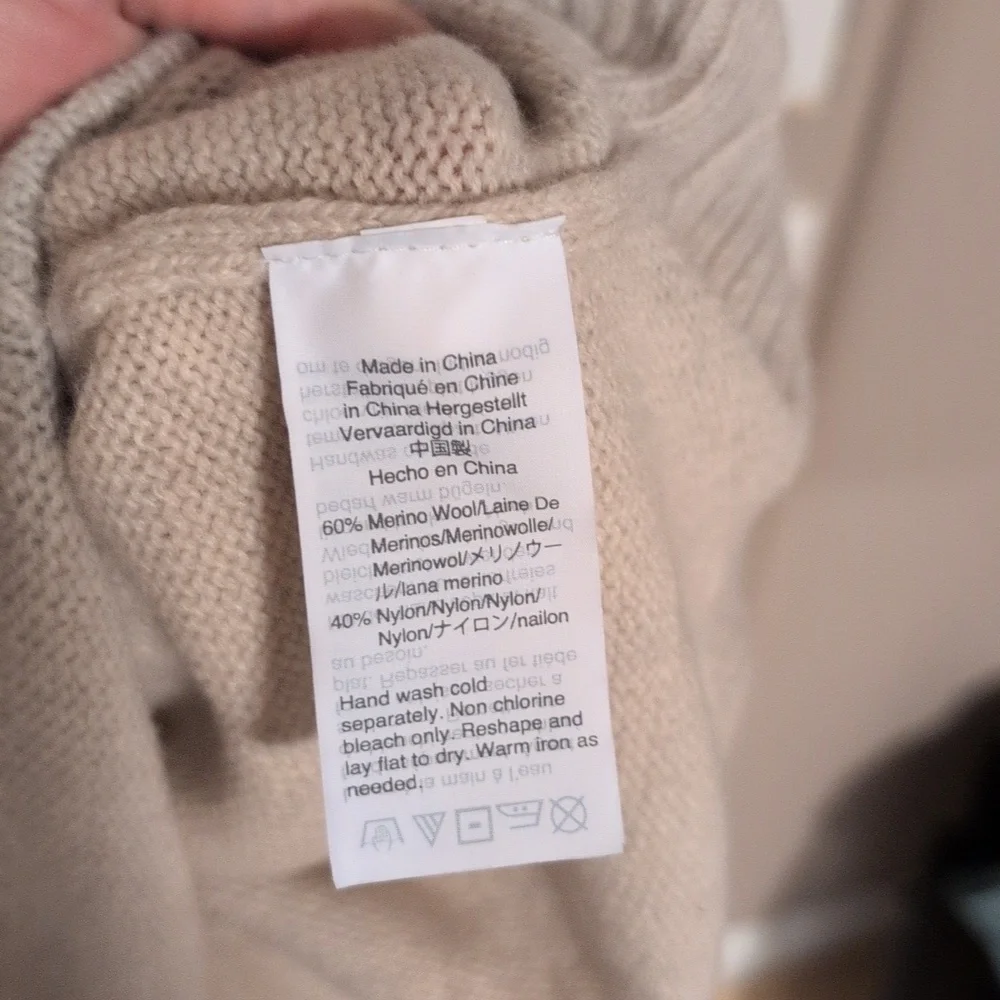 Madewell Wool Blend V-Neck Sweater Dress in Cream